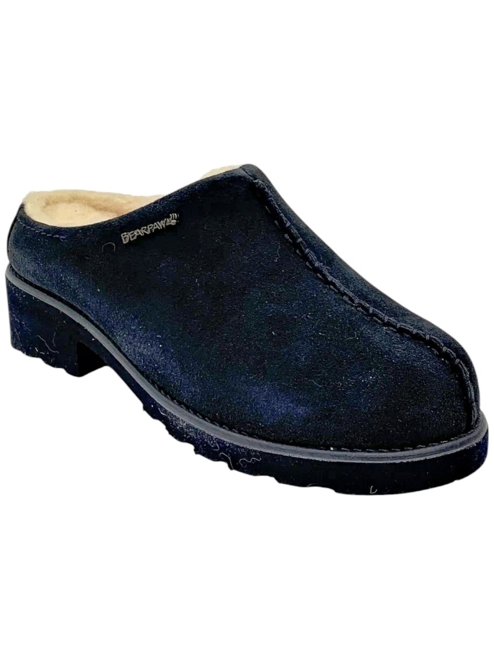 BearPaw Women’s Emily Navy Suede (Rain/Stain Repellant) Shearling-Lined Clog